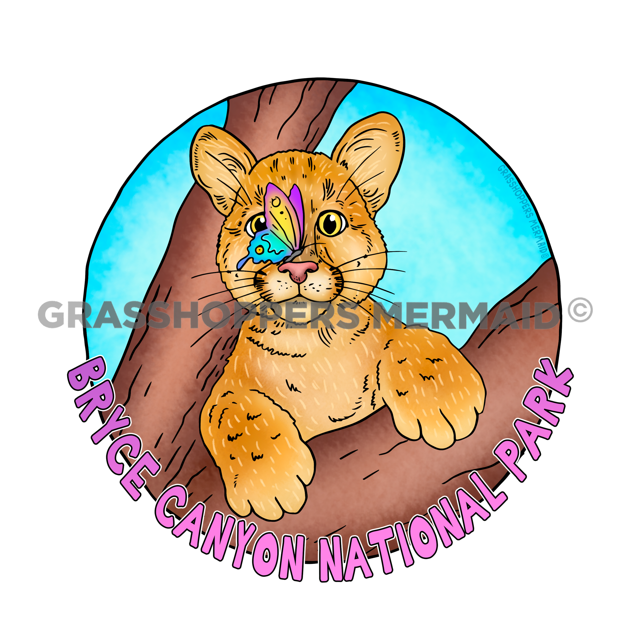 Mountain Lion & Butterfly - Wild Cat Sticker