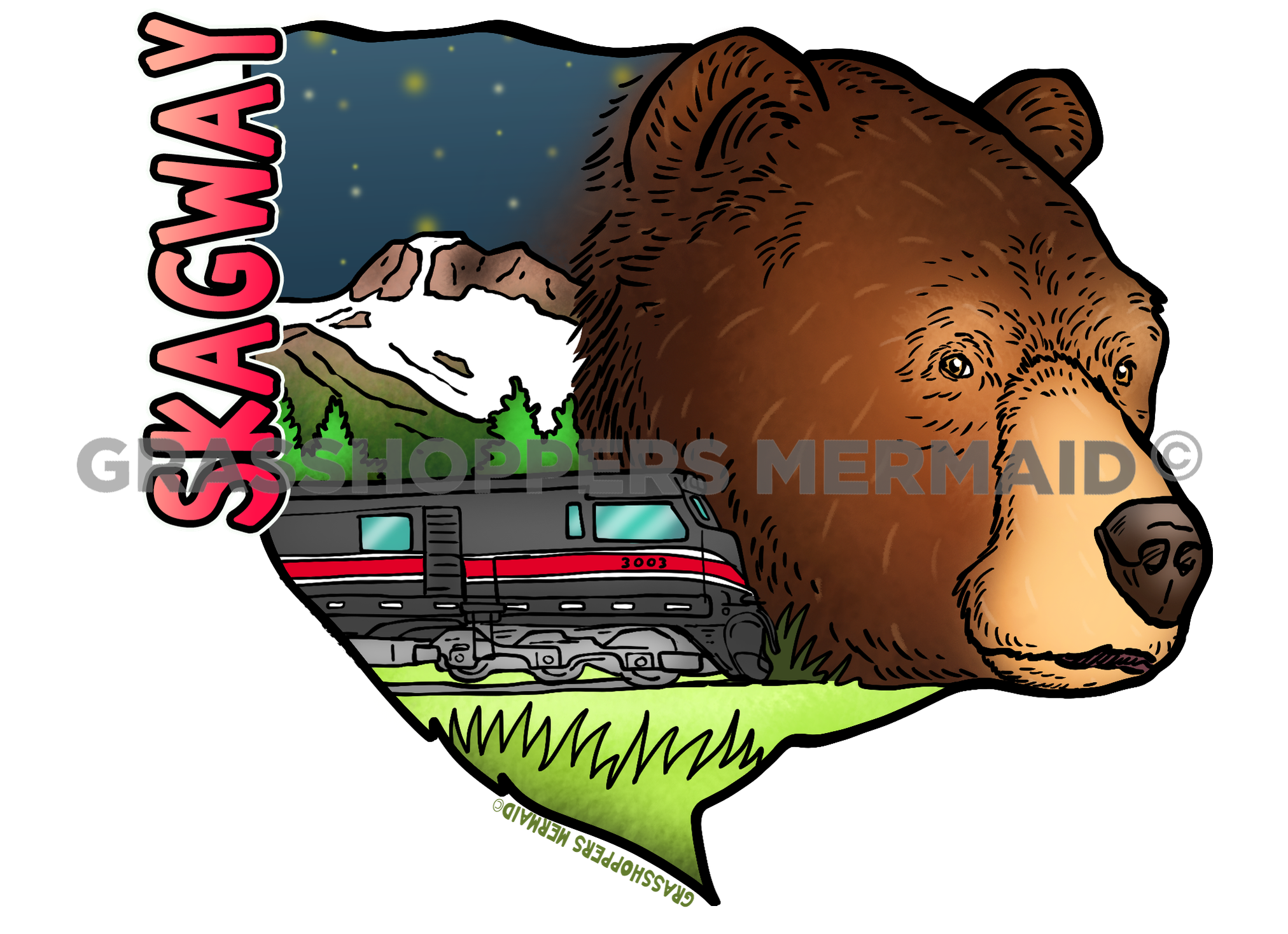 Nighttime Train Bear