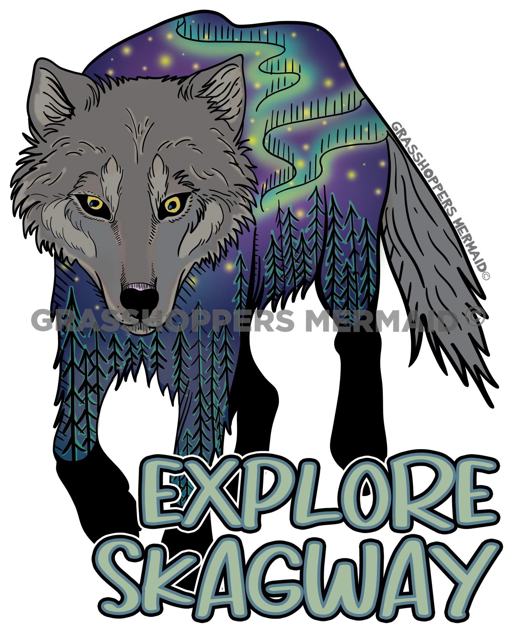 Northern Lights Wolf
