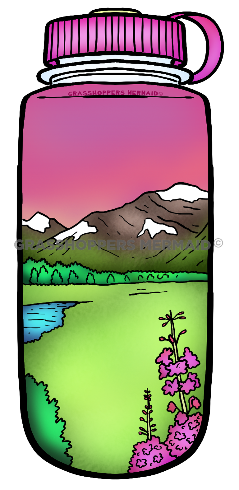 Pink Flower Bottle
