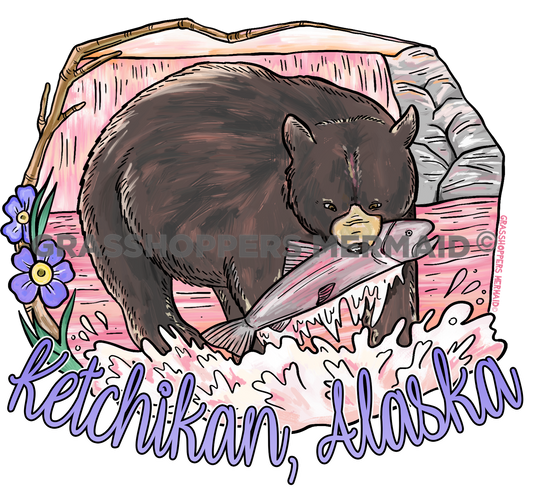 Pinky Black Bear & Salmon