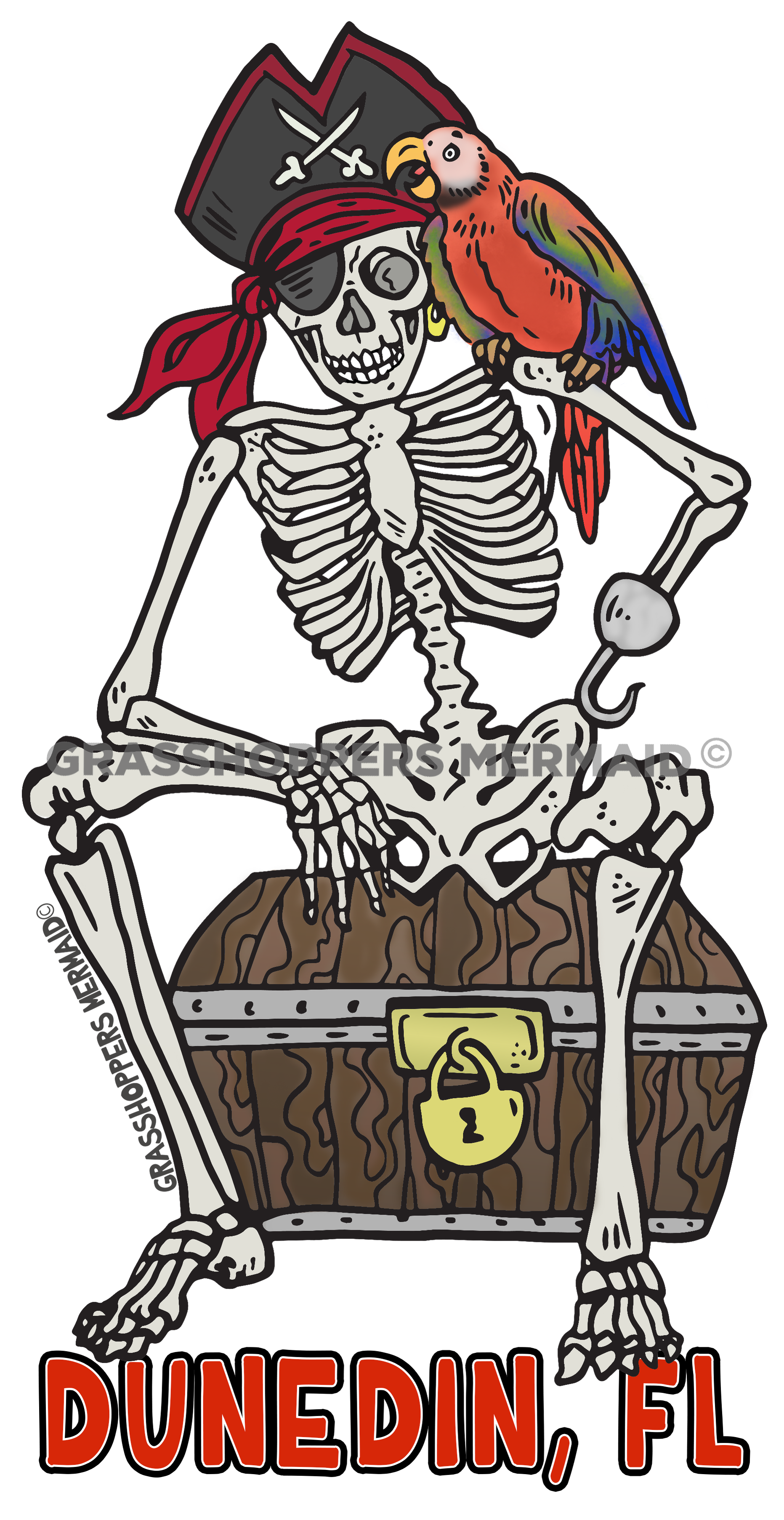 Pirate Skeleton & Chest - Buried Treasure Sticker