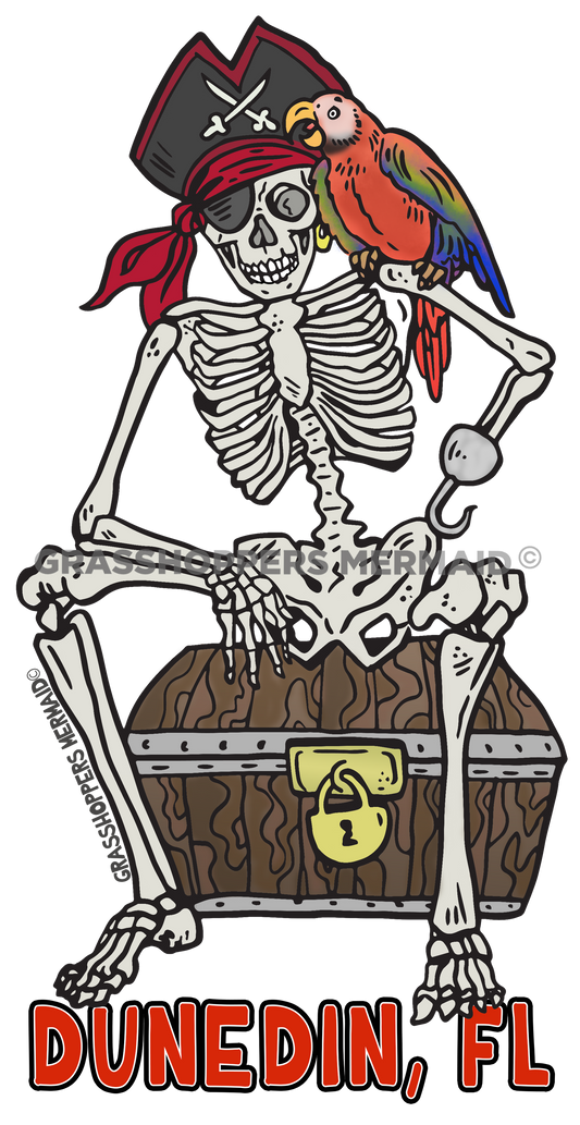 Pirate Skeleton & Chest - Buried Treasure Sticker