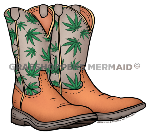 Pot Leaf Cowboy Boots