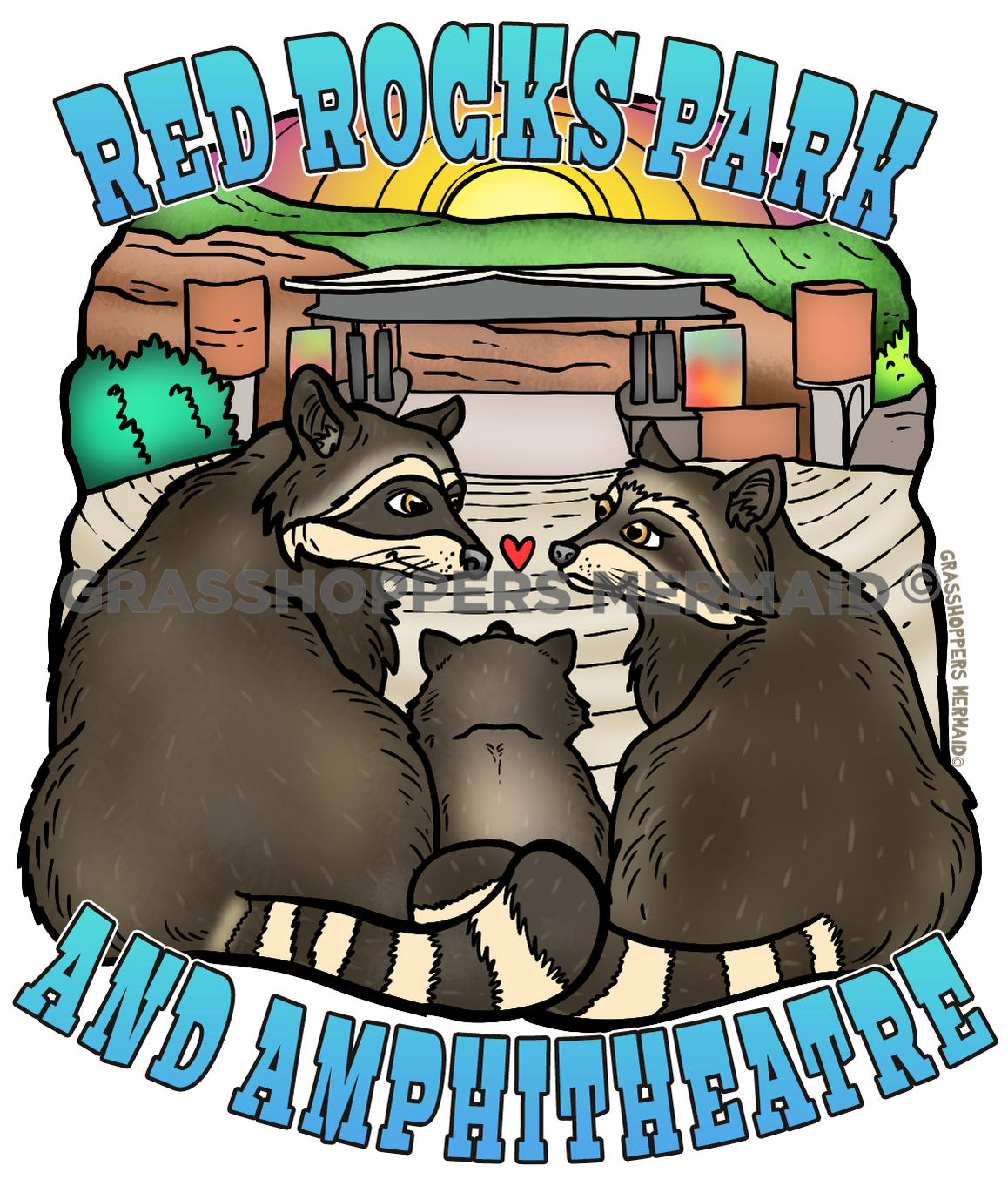 Raccoon Family Red Rocks – Grasshopper's Mermaid