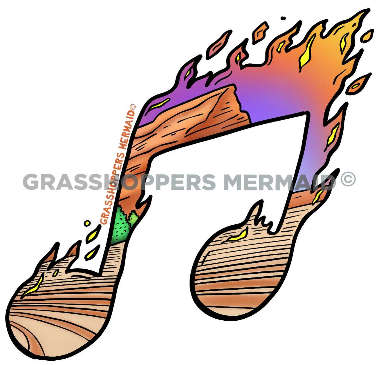 Red Rocks Fire Music Note