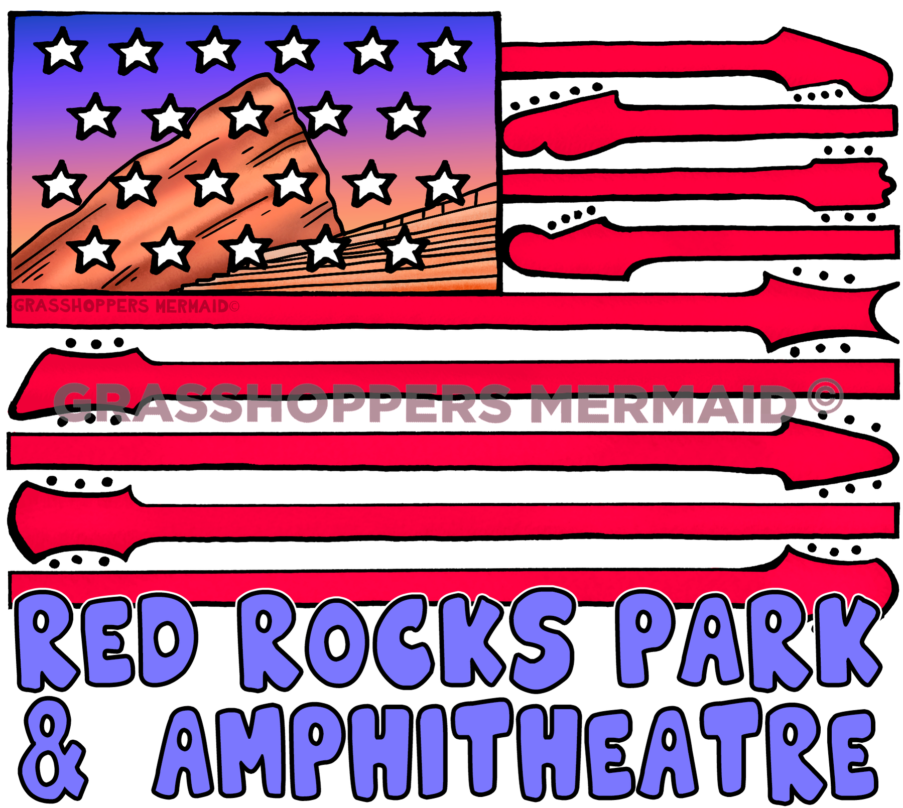 Red Rocks Guitar Flag