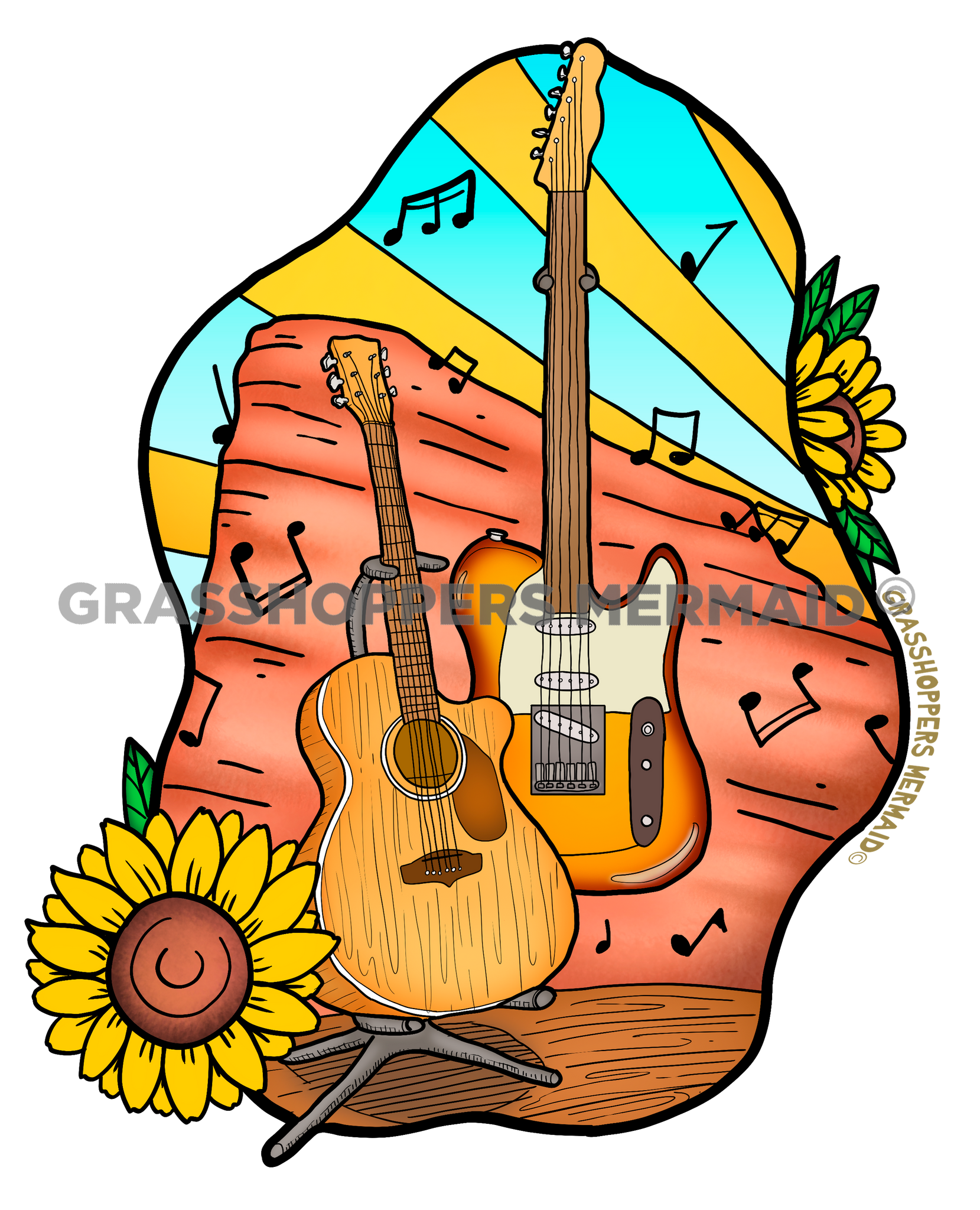 Red Rocks Guitar Sunflowers