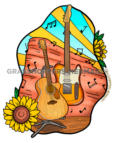 Red Rocks Guitar Sunflowers