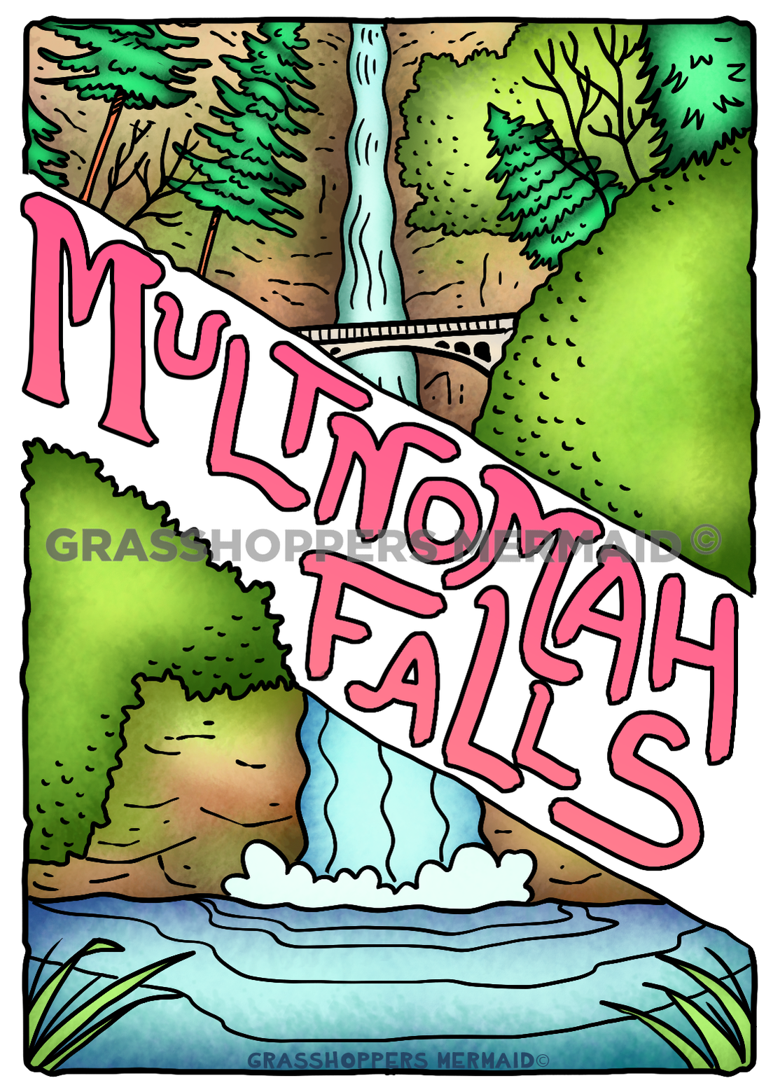 Retro Multnomah Falls