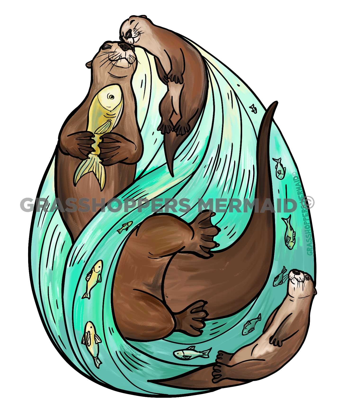 Watercolor Otter Playdate