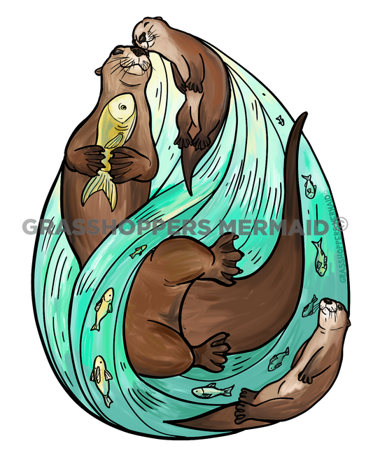 Watercolor Otter Playdate