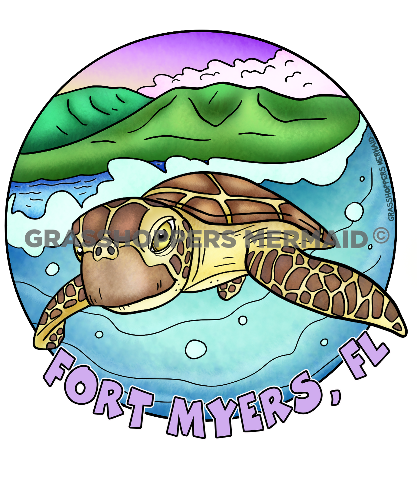 Sea Turtle Tide Rider - Maui, Hawaii Adventure Sticker