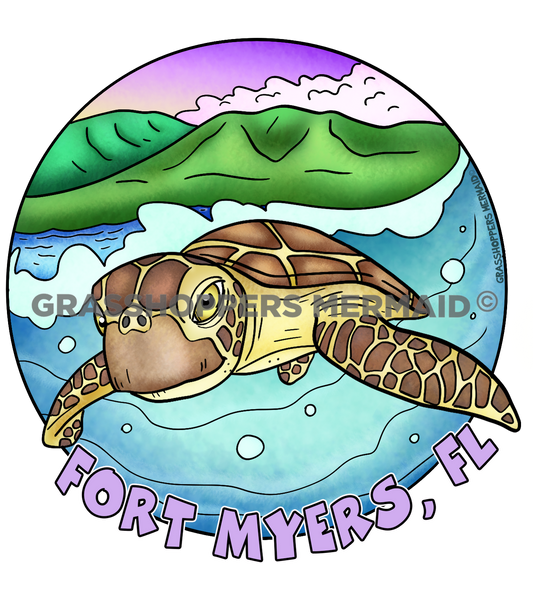 Sea Turtle Tide Rider - Maui, Hawaii Adventure Sticker