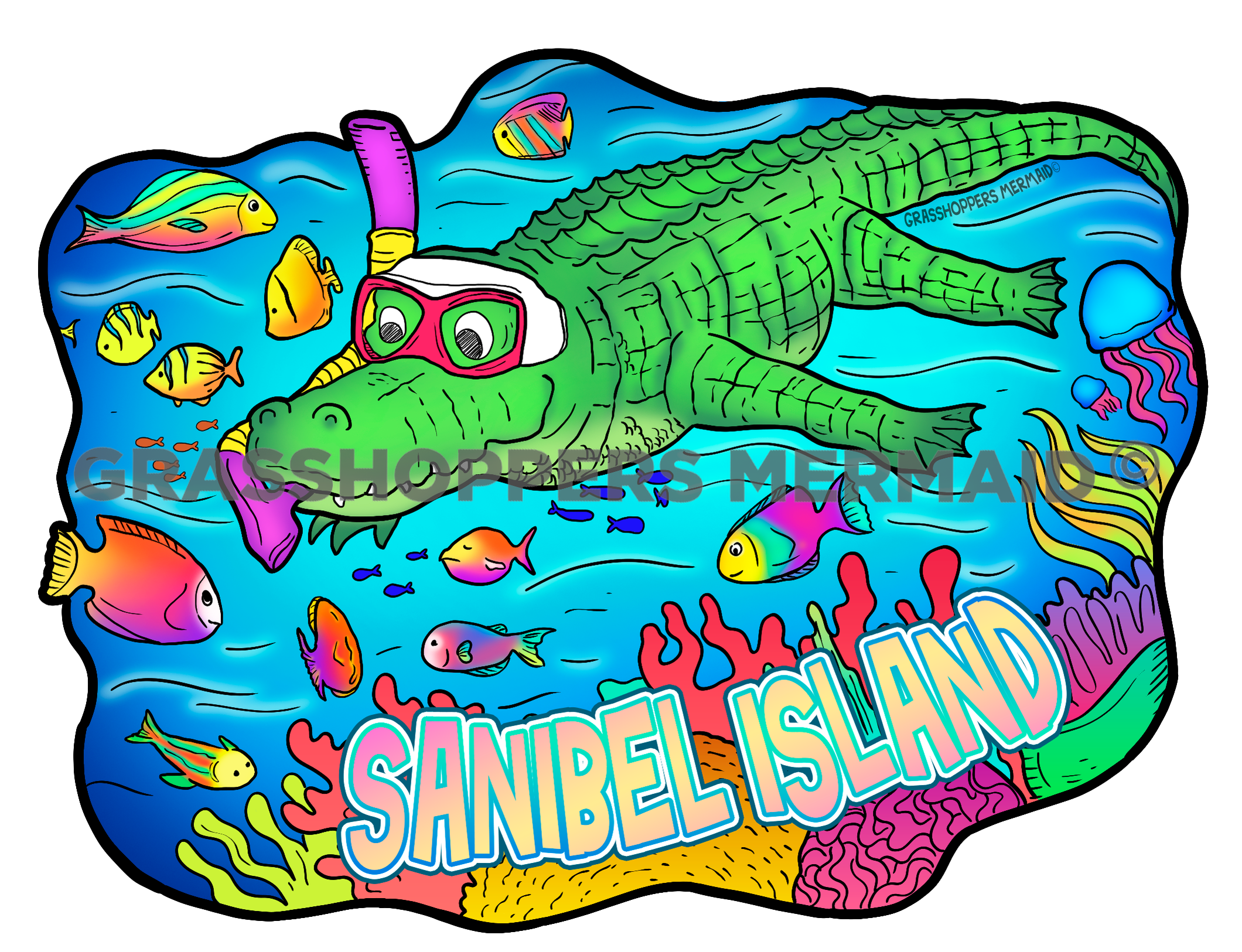 Snorkeling Alligator - Underwater Adventure Sticker
