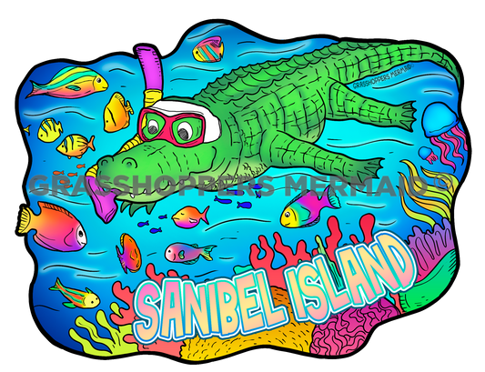 Snorkeling Alligator - Underwater Adventure Sticker