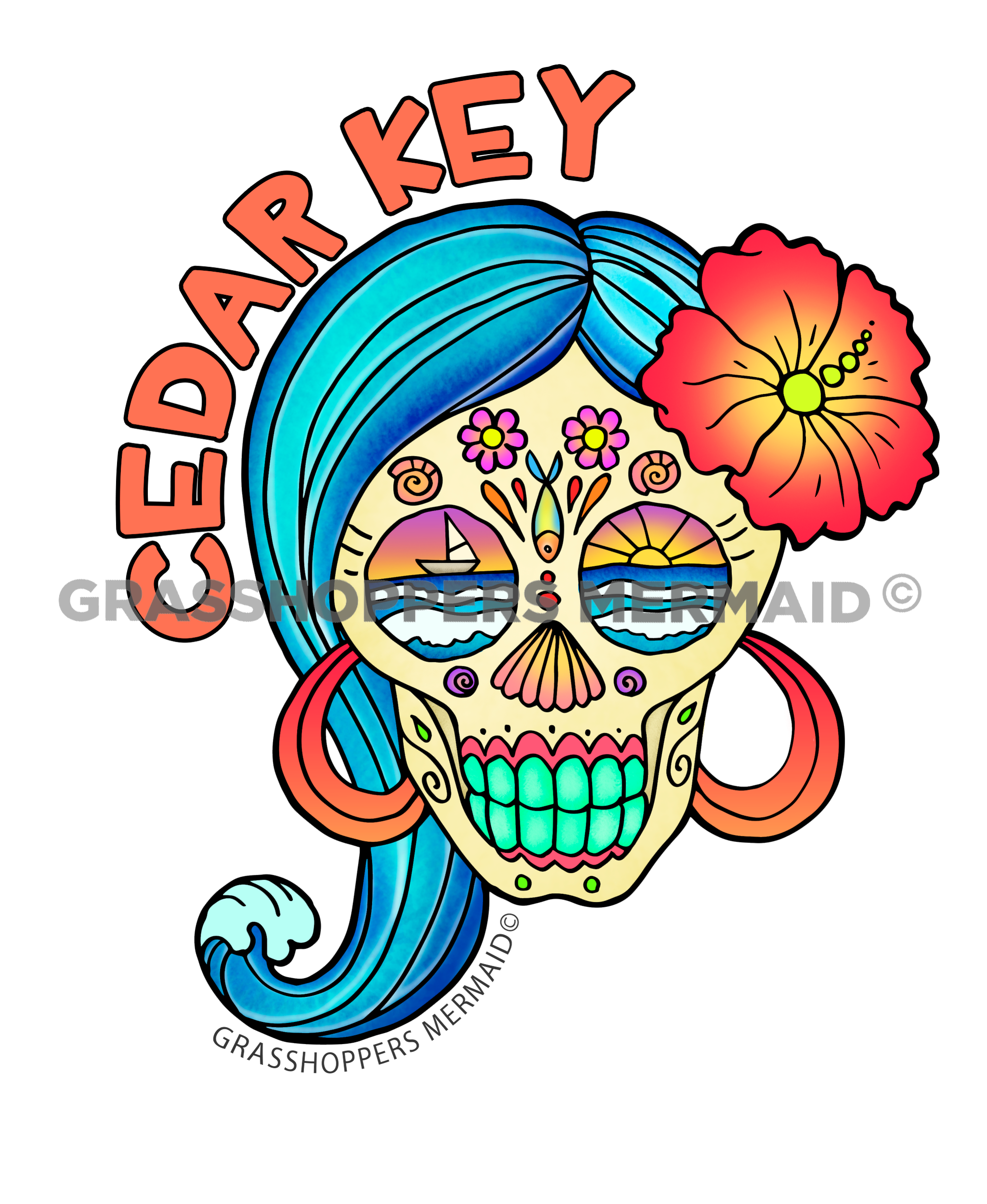Sugar Skull Sunrise - Day of the Dead Sticker