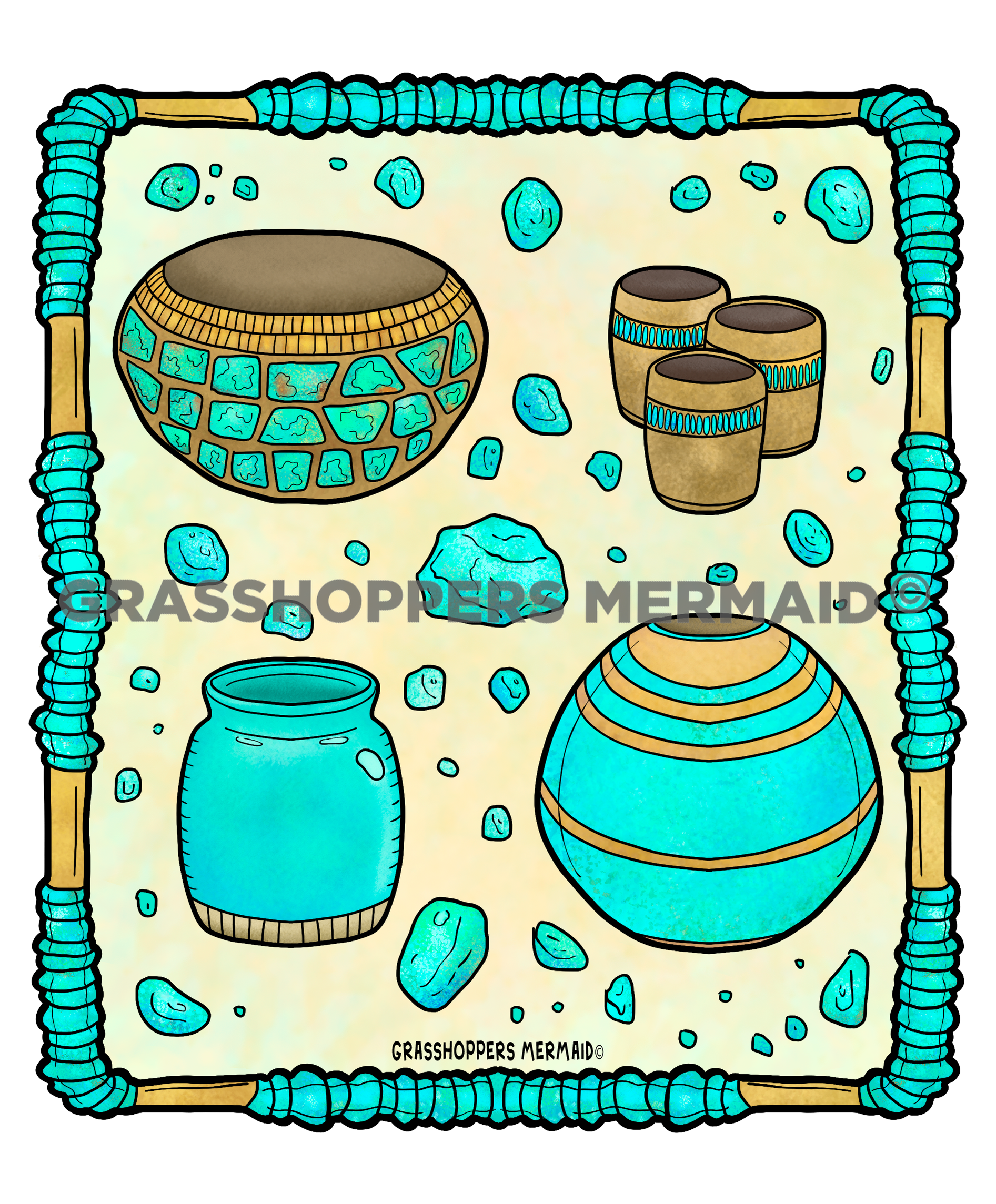 Turquoise Pottery Collage