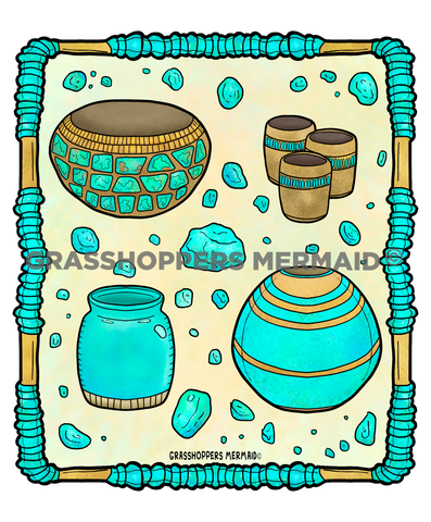 Turquoise Pottery Collage