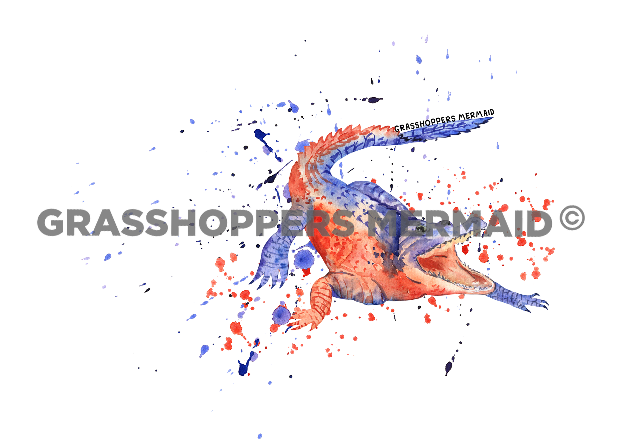 Vibrant Watercolor Gator Splash