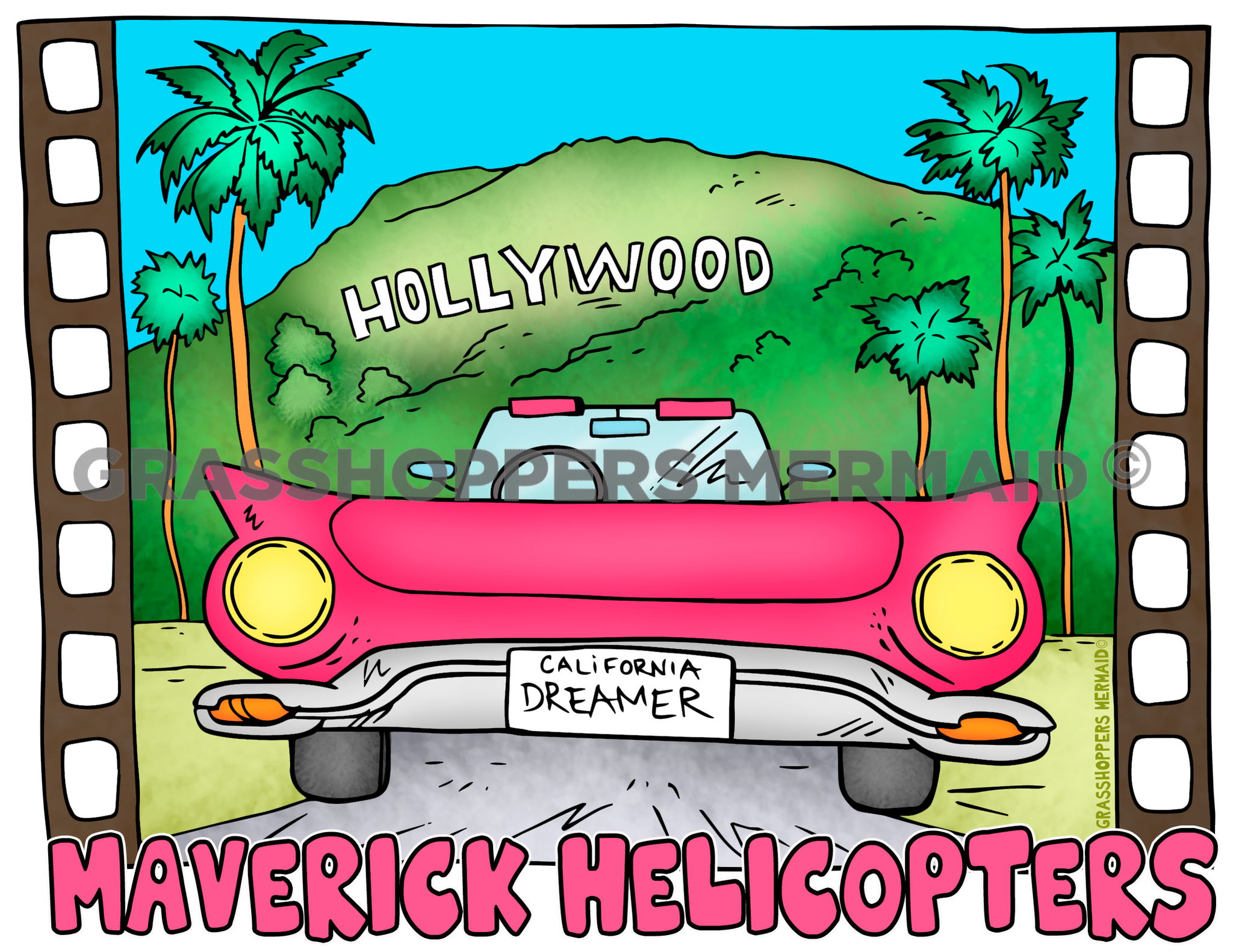Vintage Car & Hollywood Sign