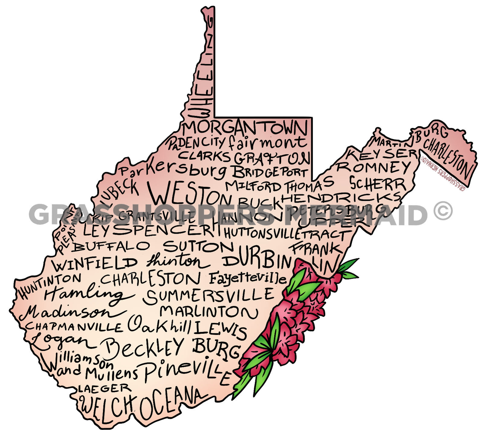 WV Cities State Map