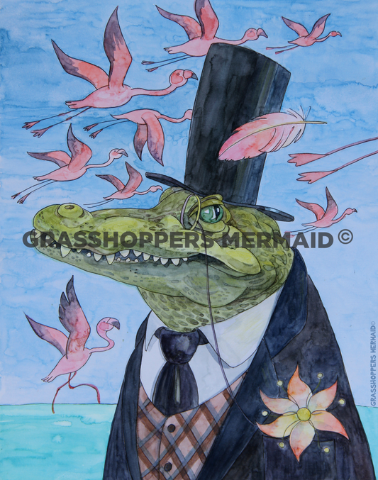 Watercolor Alligator Sir
