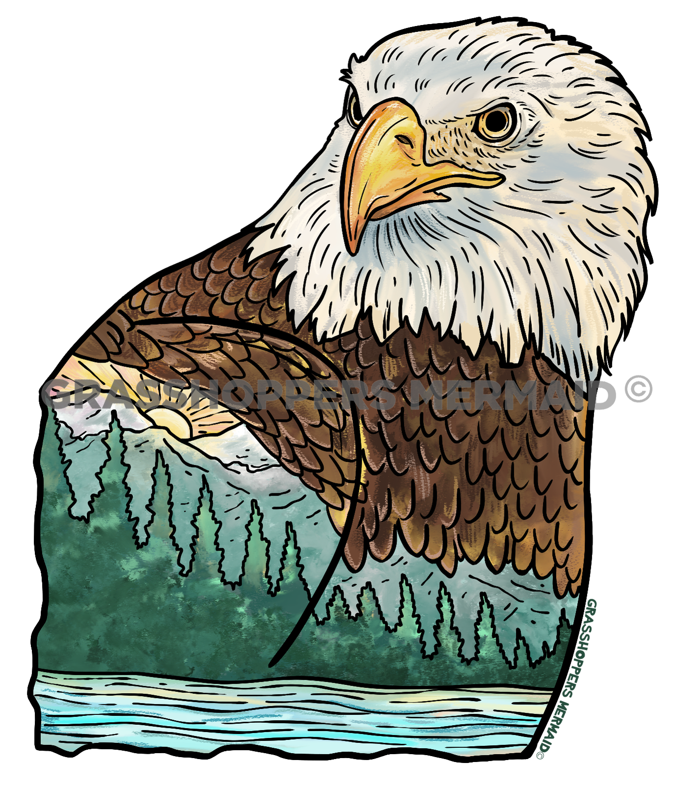 Watercolor Bald Eagle