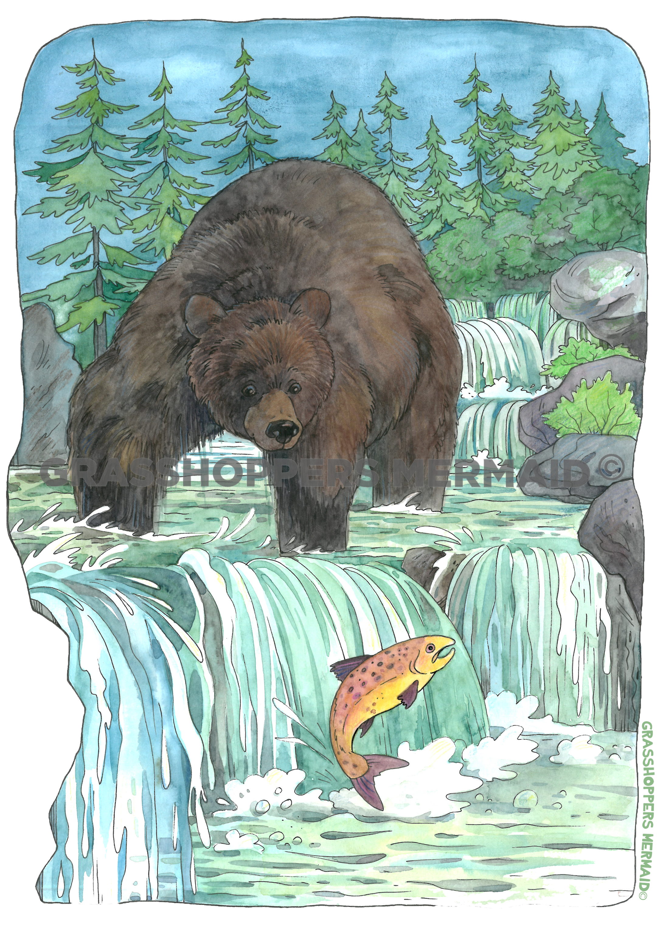Watercolor Bear Feast