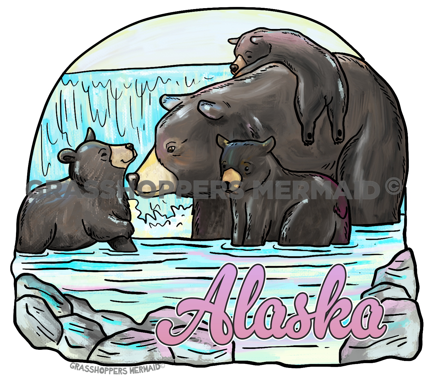 Watercolor Bear Trio