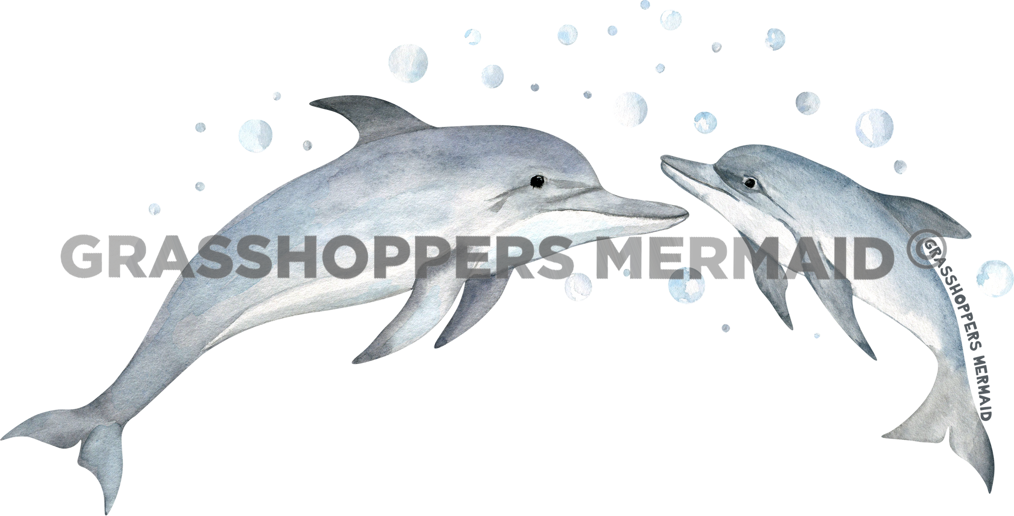 Watercolor Dolphin Kiss
