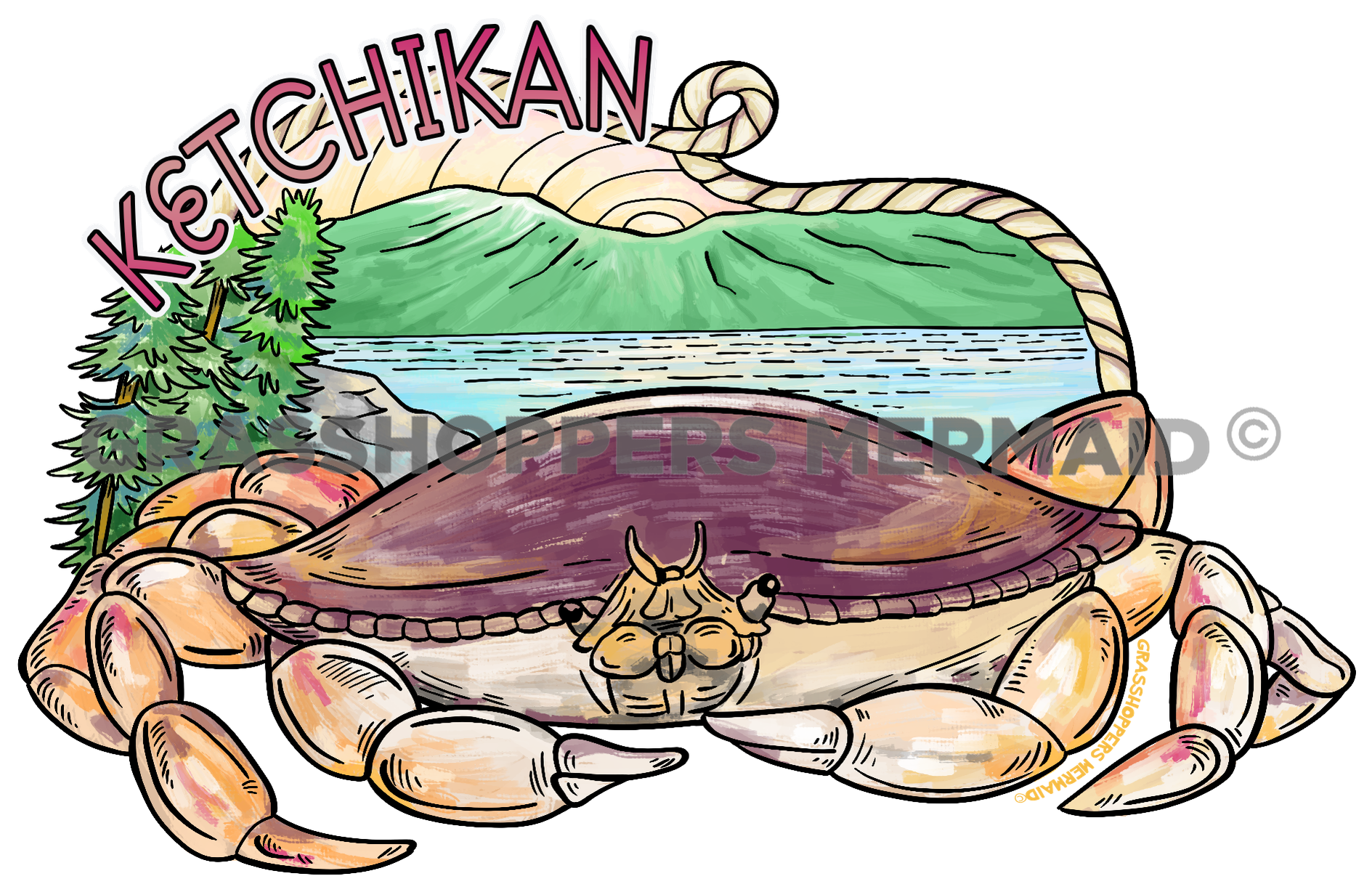 Watercolor Dungeness Crab