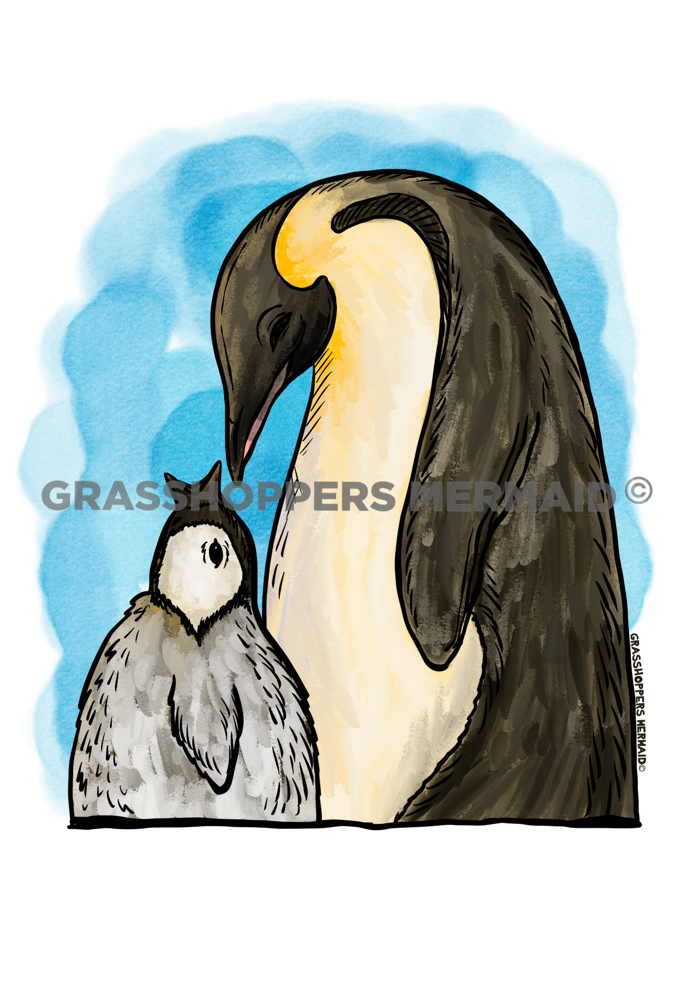 Watercolor Emperor Penguin
