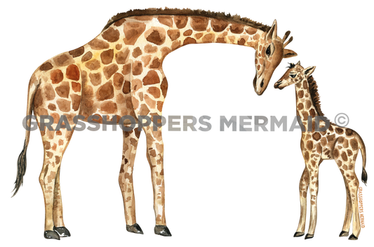 Watercolor Giraffe Family