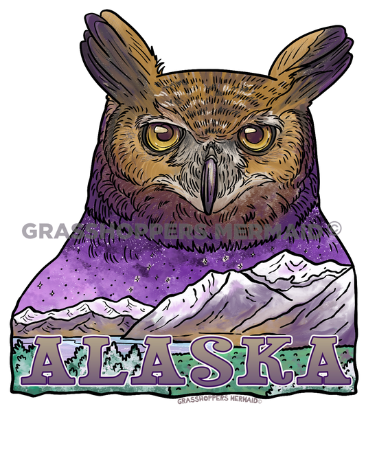 Watercolor Great Horned Owl