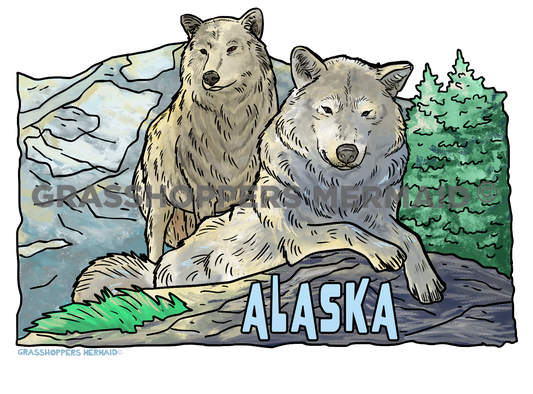 Watercolor Grey Wolf