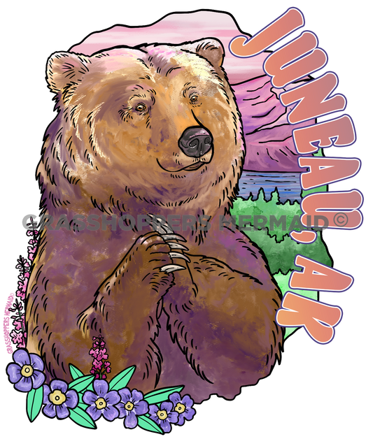 Watercolor Grizzly Sunset