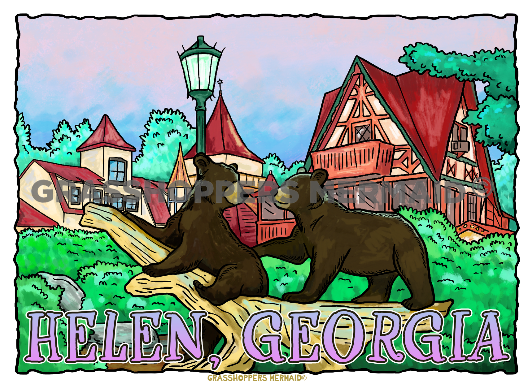 Watercolor Helen Town Center