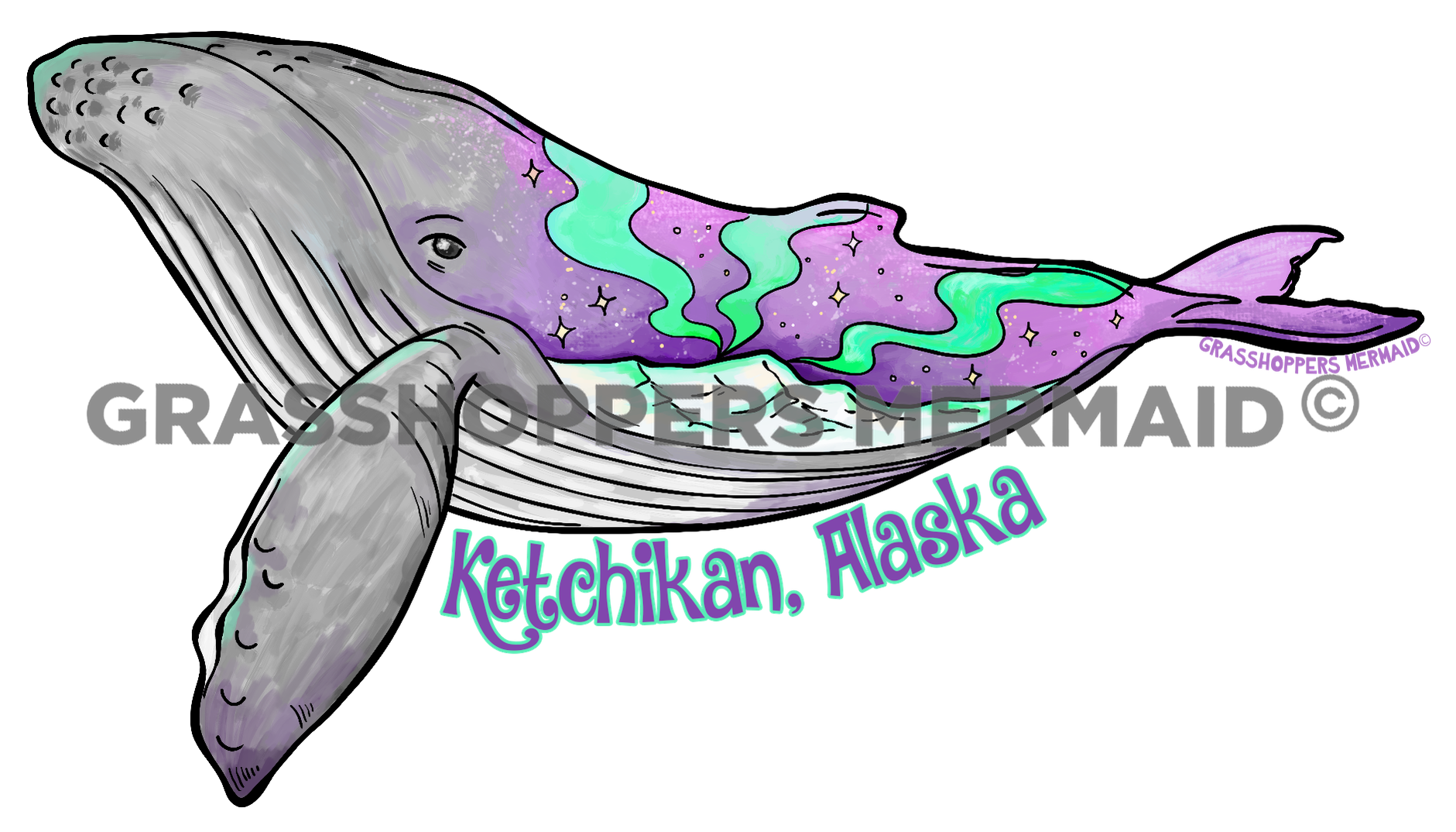 Watercolor Humpback Mountains