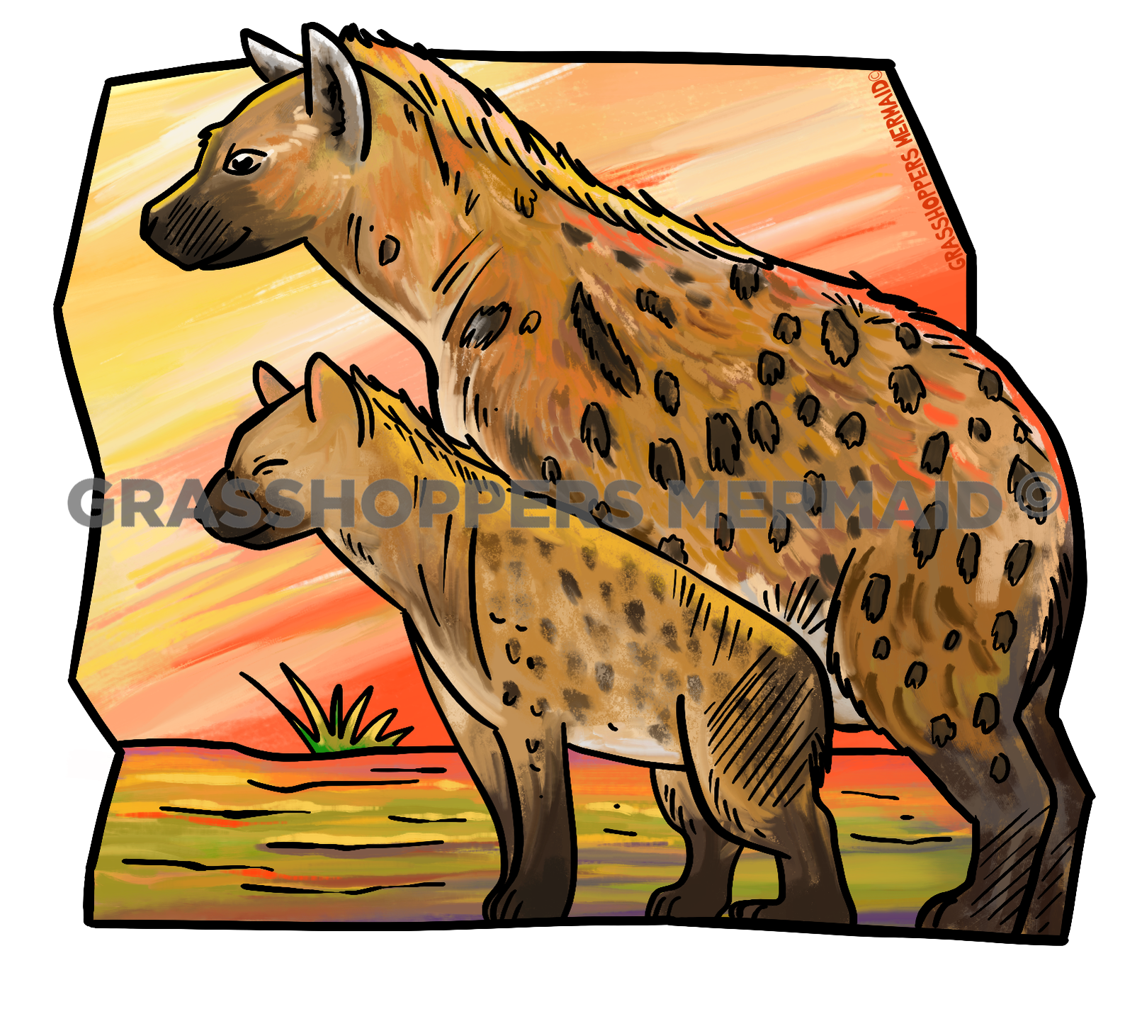 Watercolor Hyena