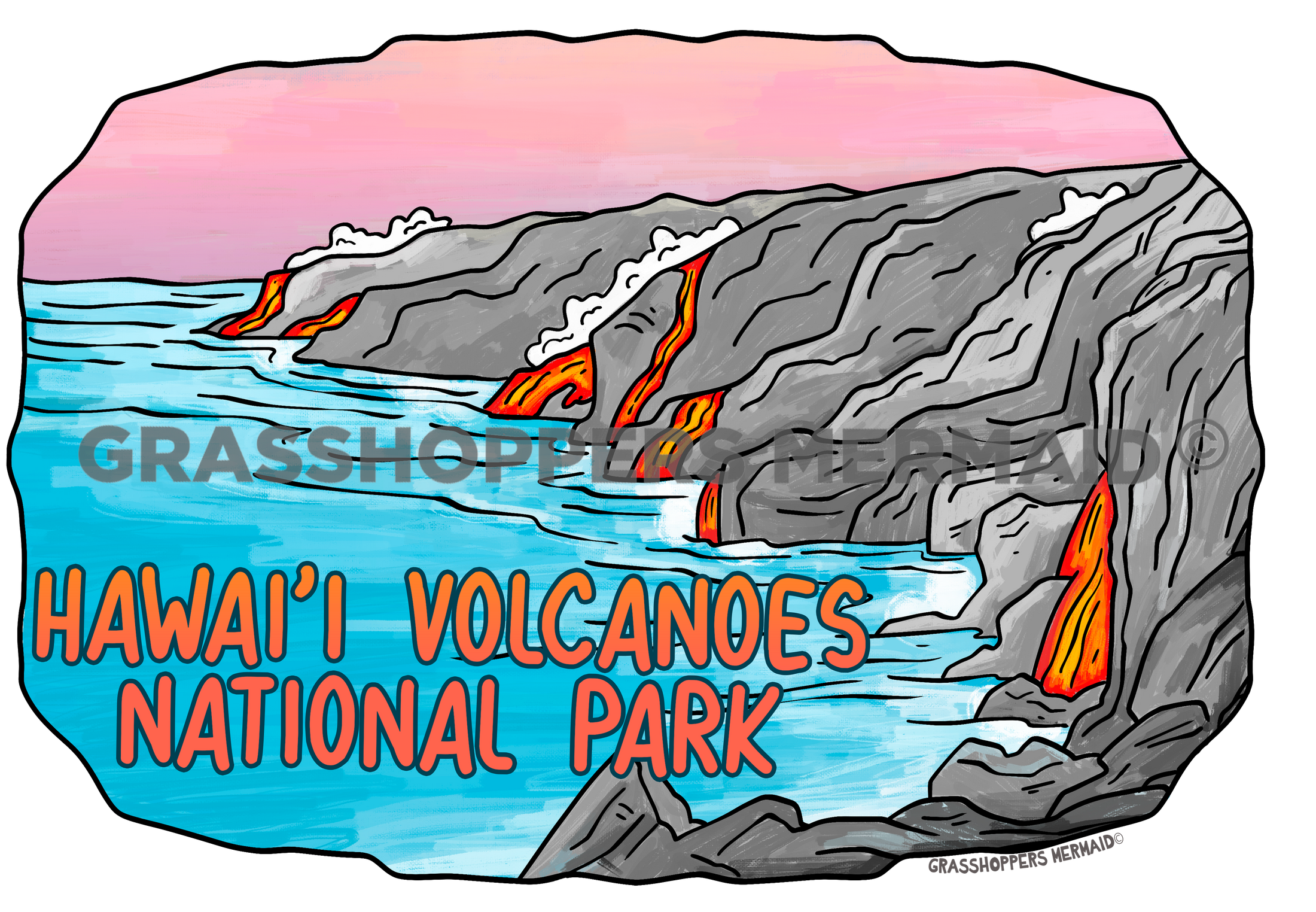 Watercolor Lava Coastline
