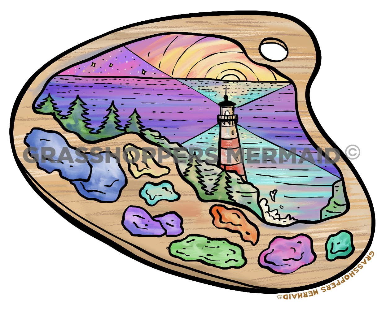 Watercolor Lighthouse Paints