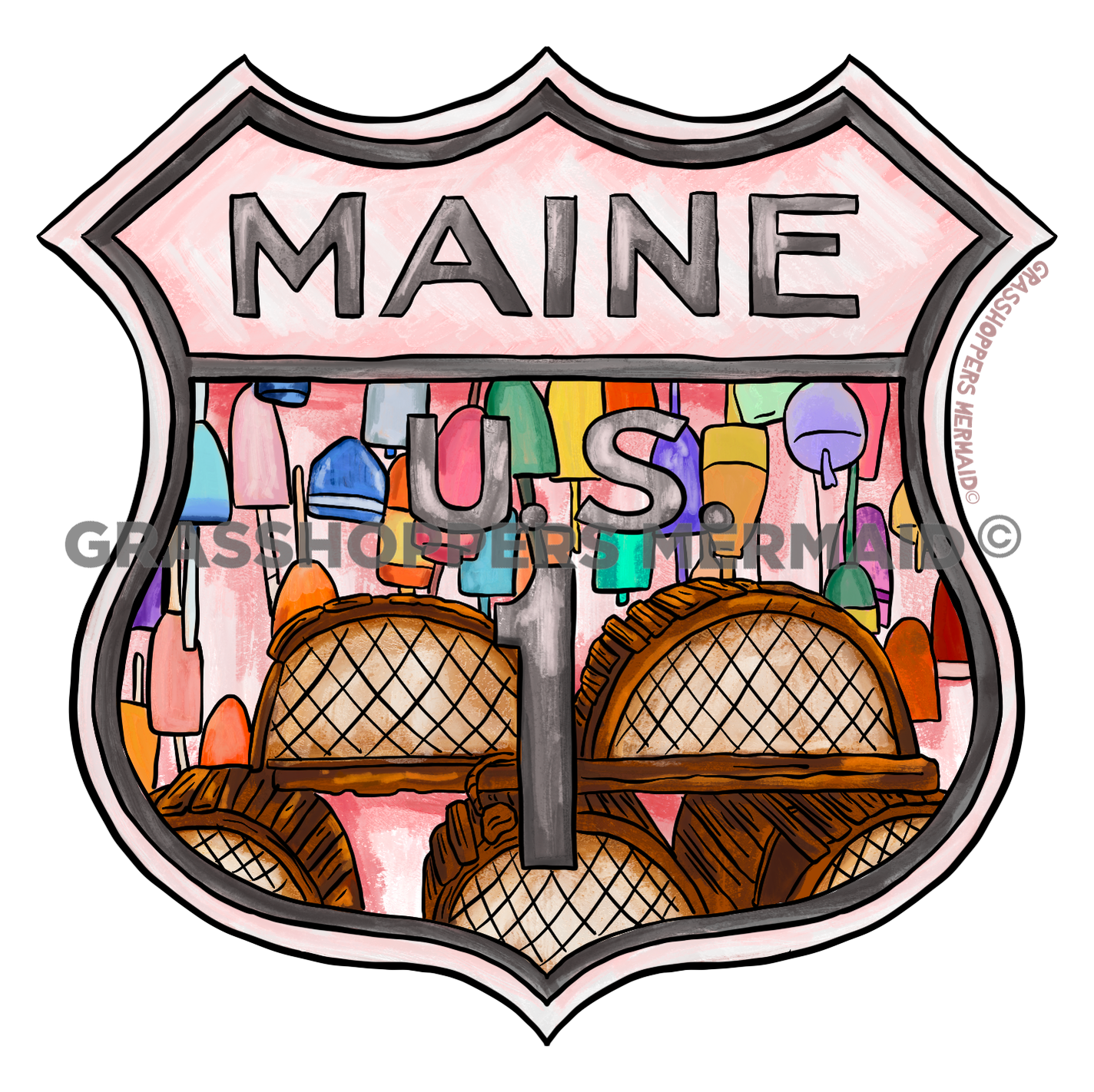Watercolor Maine Sign