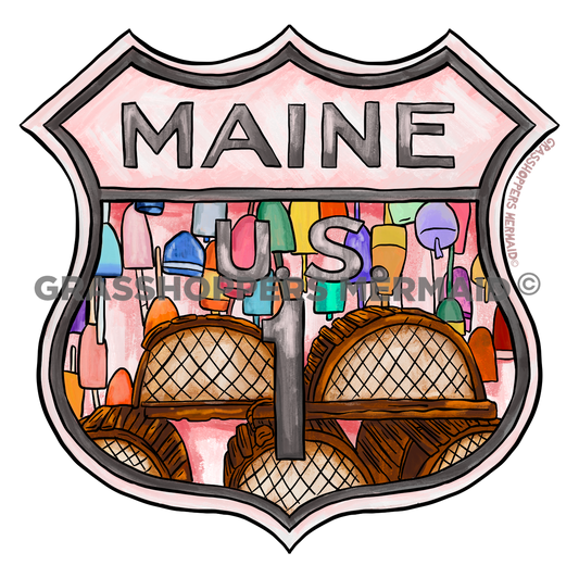 Watercolor Maine Sign
