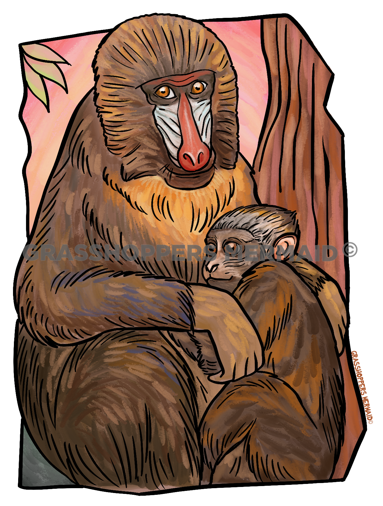 Watercolor Mandrill