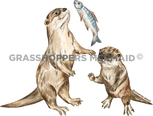 Watercolor Otter Snack Fam