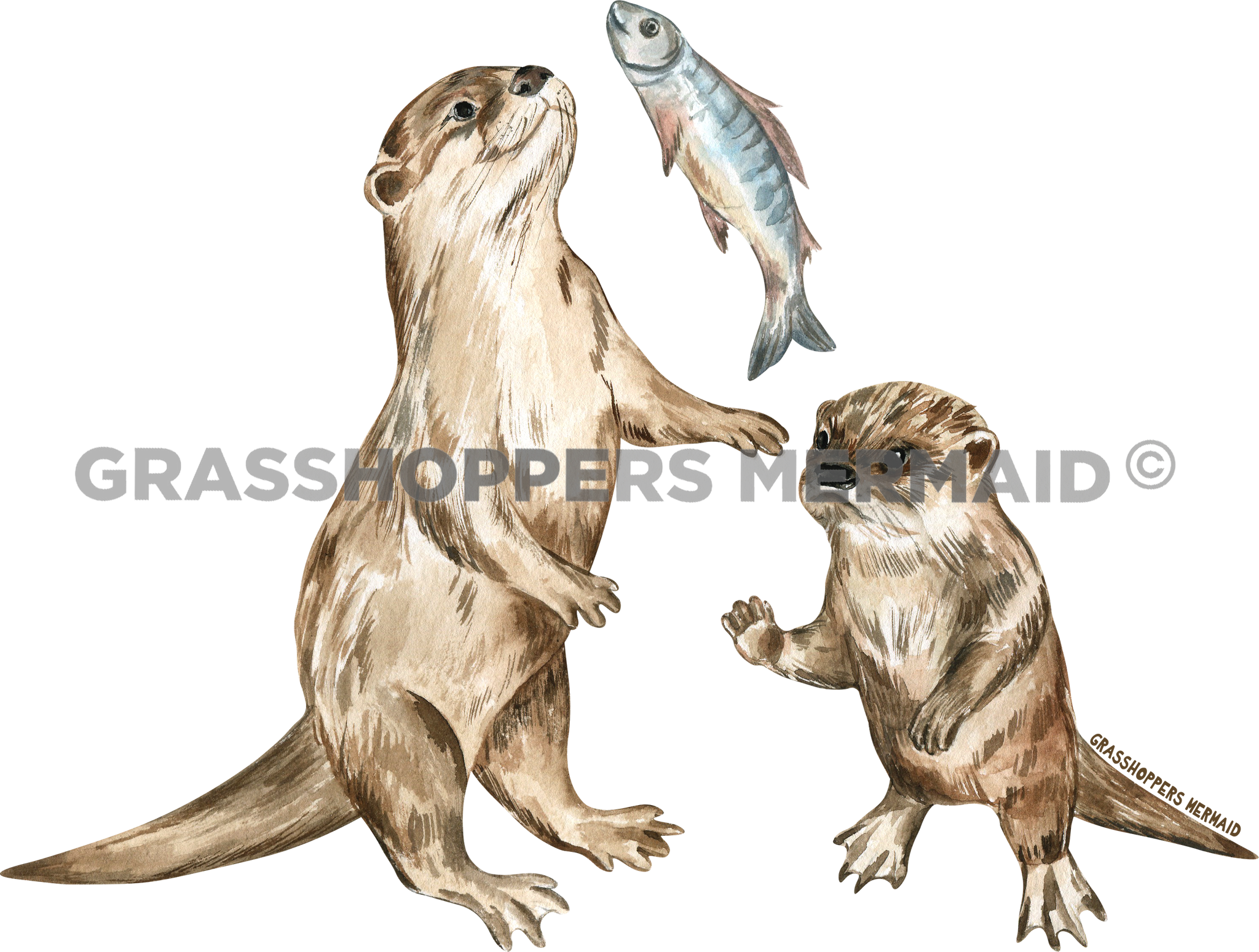 Watercolor Otter Snack Fam