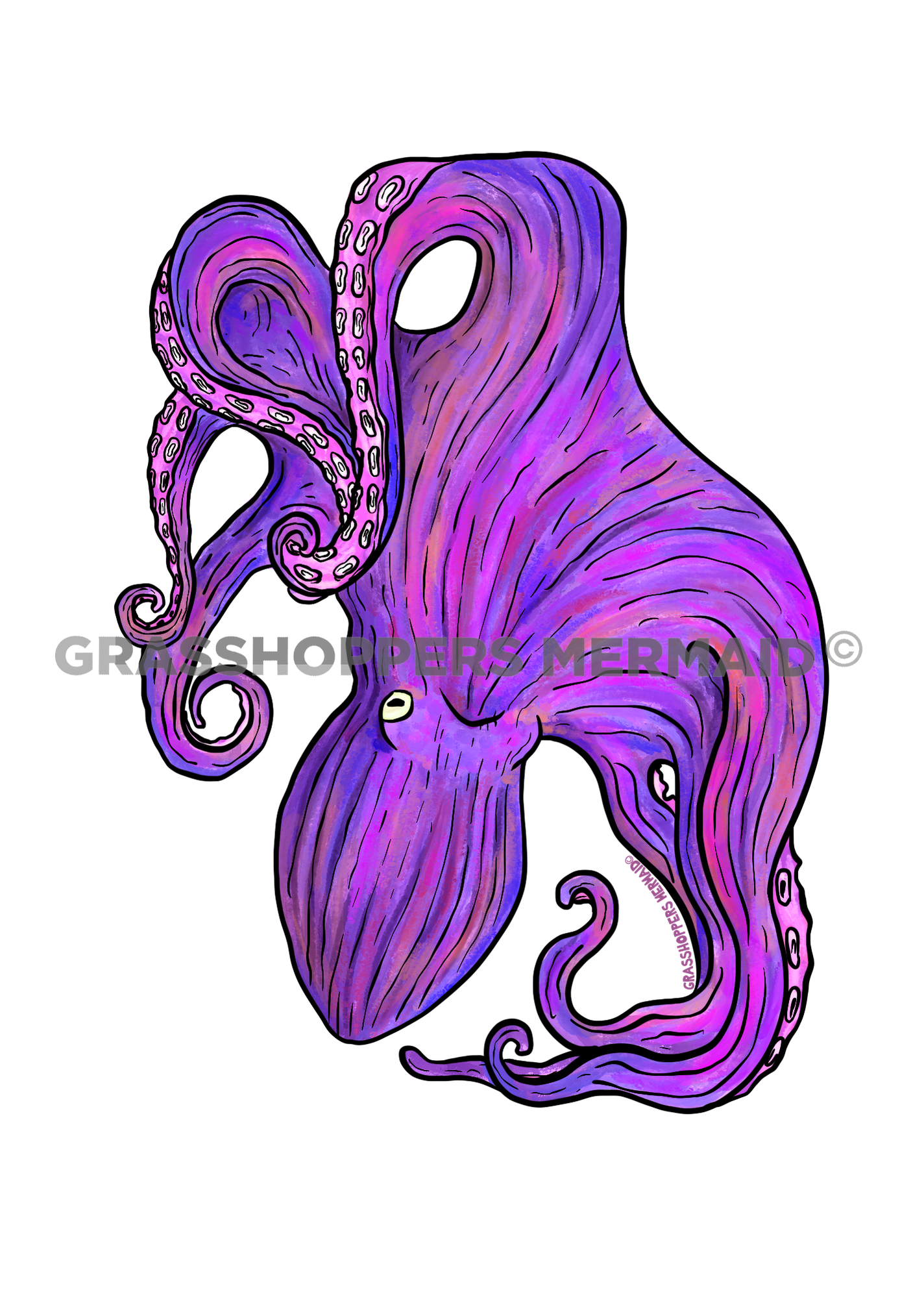 Watercolor Purple Octopus