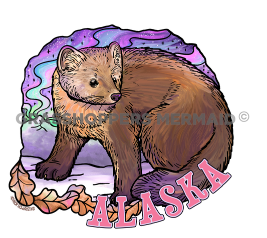 Watercolor Purple Pine Marten