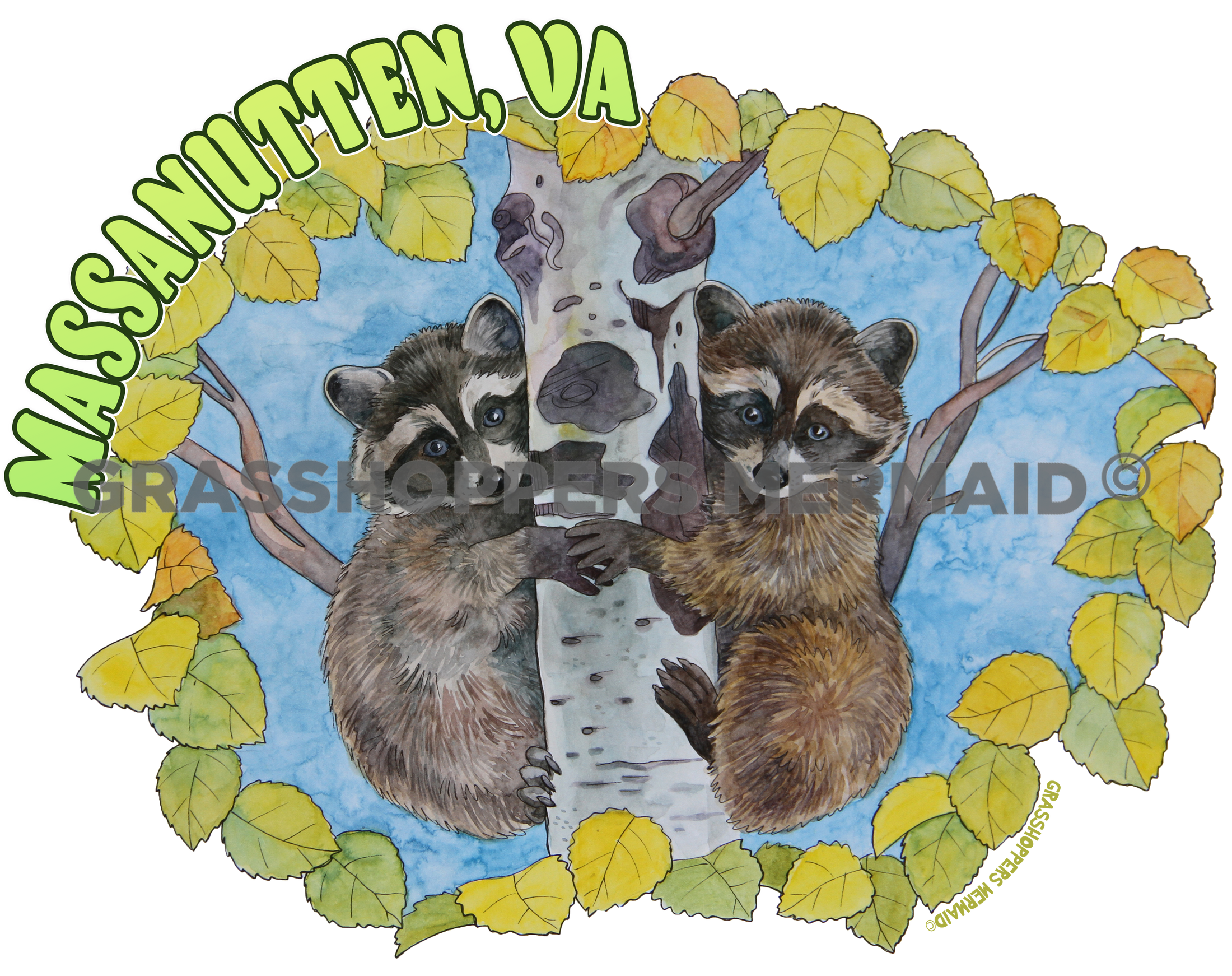Watercolor Raccoon Babies